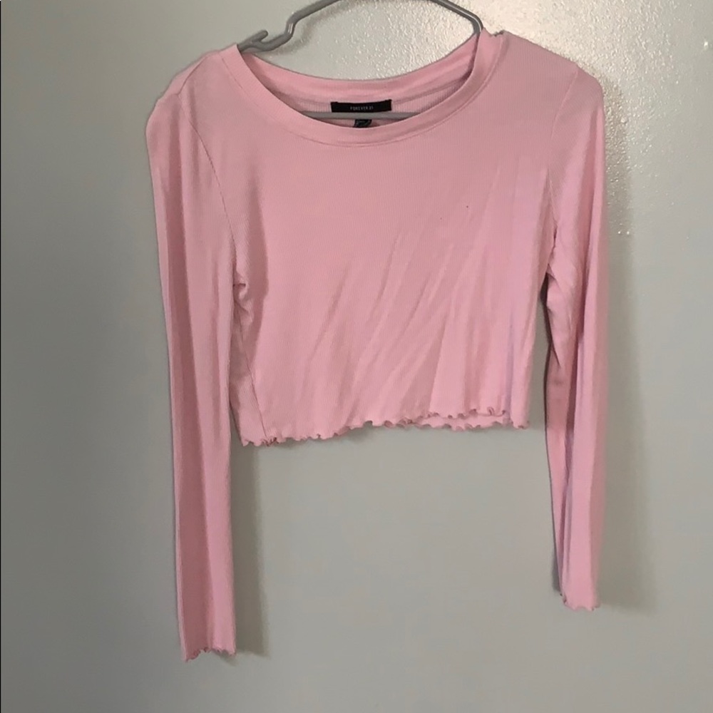 Pink long sleeve crop top